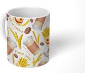 Mok - Koffiemok - Friet - Patronen - Koffie - Mokken - 350 ML - Beker - Koffiemokken - Theemok