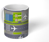 Mok - Koffiemok - Design - Vliegveld - Vliegtuig - Mokken - 350 ML - Beker - Koffiemokken - Theemok