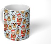 Mok - Koffiemok - Kerst - Hond - Kerstman - Patronen - Mokken - 350 ML - Beker - Koffiemokken - Theemok