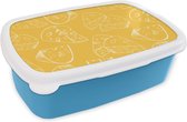 Broodtrommel Blauw - Lunchbox - Brooddoos - Kaas - Geel - Design - 18x12x6 cm - Kinderen - Jongen