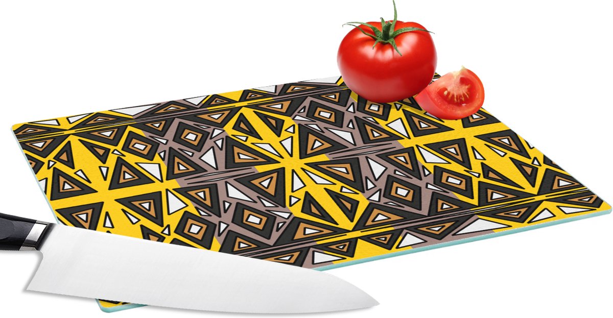 Glazen Snijplank - 28x20 - Afrika - Geometrie - Patronen - Snijplanken Glas