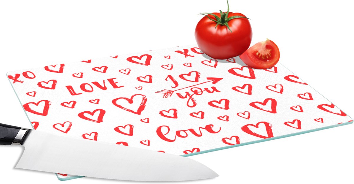 Glazen Snijplank - 28x20 - Love - Liefde - Liefdes cadeau - Snijplanken Glas