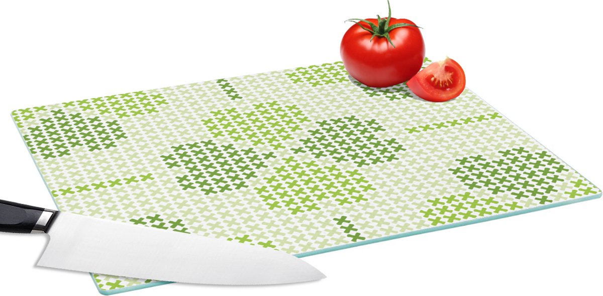 Glazen Snijplank - 39x28 - Klaver - Patronen - Groen - Snijplanken Glas
