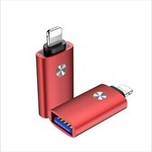 DrPhone C10 Lightning naar USB 3.0 OTG Adapter – OTG Voor o.a iPhone / iPad o.a voor USB Stick, Camera, Muis, Ontvangers-Rood