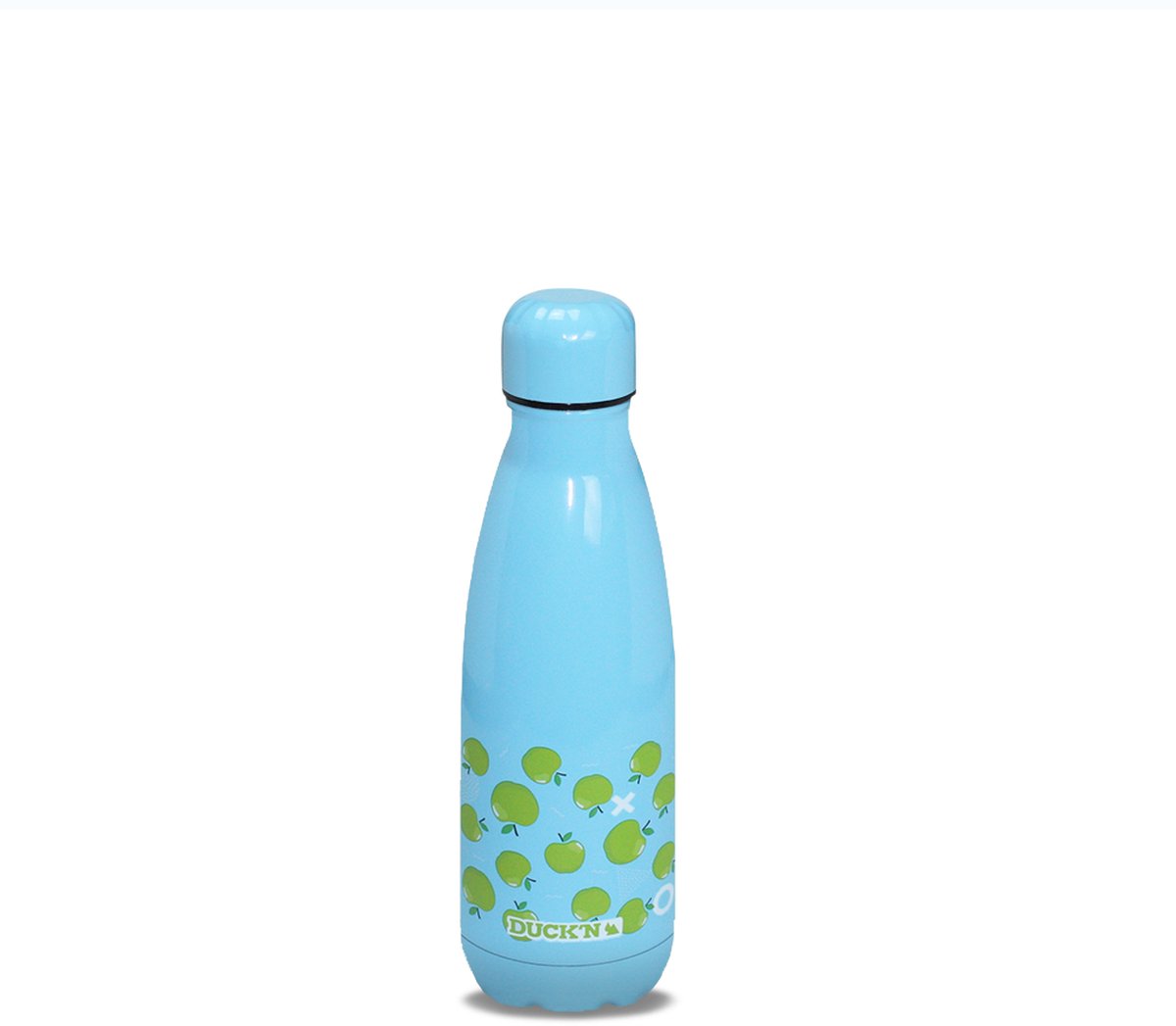 RVS thermosfles - hemelsblauw - appel patroon - 350 ml - waterfles - drinkfles - sport