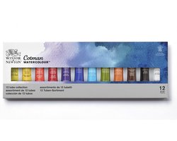 Winsor & Newton 0390636 Cotman Aquarelverf Set – 12 Tubes 8 ml – Professionele Waterverf voor Studio en Rei