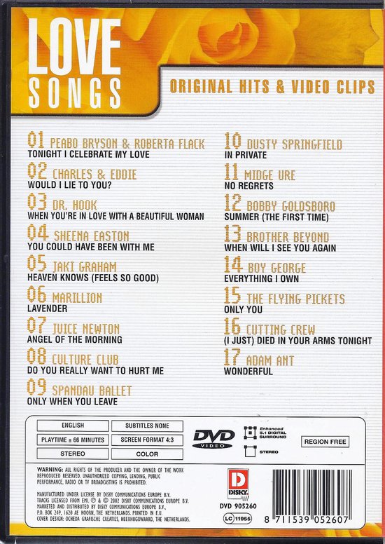 Love Songs - Original Hits & Video Clips DVD