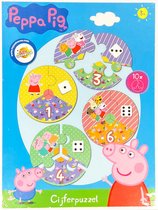 Peppa pig cijfer puzzel - Karton - 10 x ronde stukjes - Vanaf 3 jaar - Puzzel - Speelgoed - Cadeau