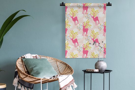Tapisserie - Tapisserie - Cerf - Rose - Motifs - 60x80 cm - Tapisserie