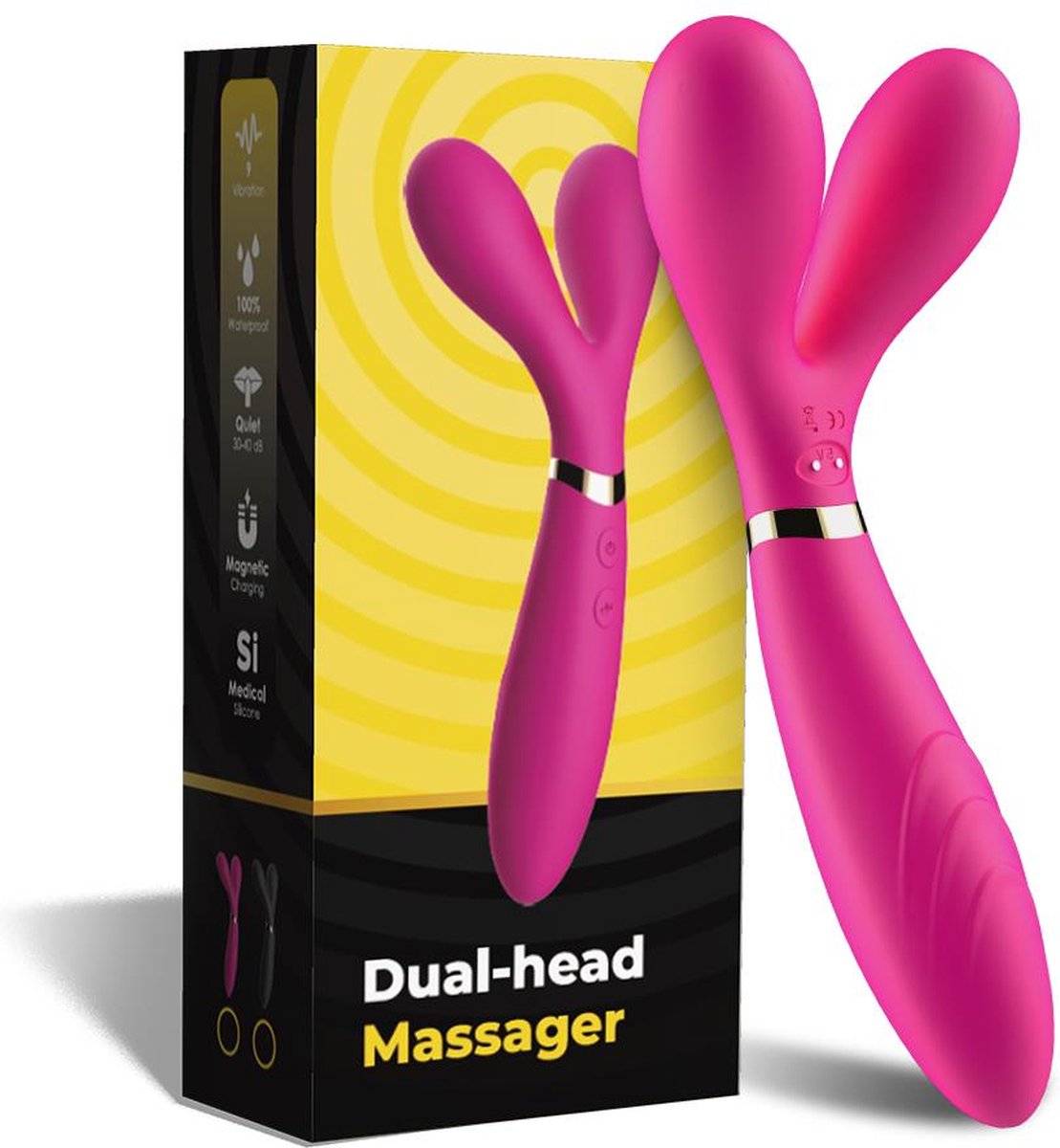 Goedkoopste Bossoftoys - Y-Wand roze - dual head vibrator - Fun for two - G-spot - 52-00026-1 - USB oplaadbaar - 100 waterdicht - 9 vibratiestanden - Plezier voor twee!