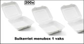 200x Suikerriet menubox 1 vaks wit - next generation maaltijd bezorging eten food bak vakken maaltijdbox menu afhaal