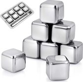 BOTC RVS Whiskey Stones Set - 9 delig  Whisky Stenen Met Ijs Tang - Herbruikbare Ijsblokjes - Metalen Ice Cubes Herbruikbaar