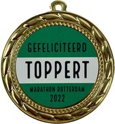 Medaille goud gefeliciteerd toppert, Marathon Rotterdam 2023