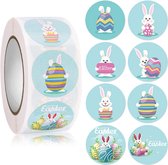 Happy Easter Stickers - Pasen - 2,5cm Diameter - 500 stuks op rol