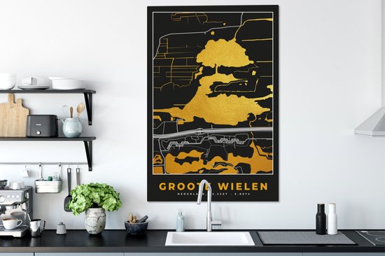 Peinture sur toile Groote Roues - Pays- Nederland - Carte - Plan d'étage - Plan de la ville - 90x140 cm - Décoration murale