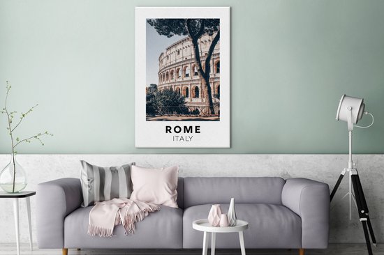 Toile Peinture Rome - Italie - Colisée - 80x120 cm - Décoration murale