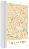 Canvas Schilderij Beek en Donk - Stadskaart - Plattegrond - Kaart - 20x30 cm - Wanddecoratie