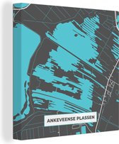 Canvas Schilderij Plattegrond - Stadskaart - Nederland - Water - Kaart - Ankeveense Plassen - 50x50 cm - Wanddecoratie