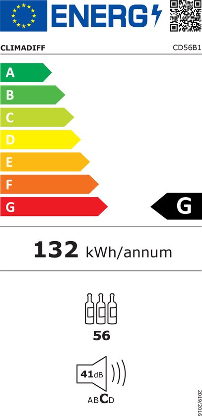 Climadiff CD56B1- Wijnklimaatkast - 2 zones - 56 flessen