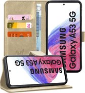 Samsung Galaxy A53 Hoesje - Book Case Leer Wallet Cover Portemonnee Pasjeshouder Hoes Goud