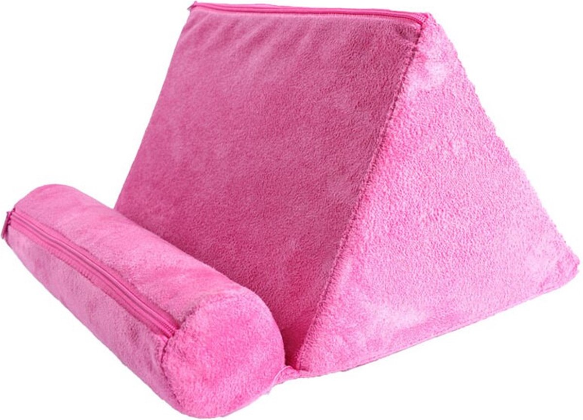 Roze Kussen - Tablethouder - Leeskussen - Pillow Pad – Heerlijk Zacht – Comfortabel - Velboa Stof - Tabletkussen - tablet - iPad - standaard - tafelkussen - bankkussen