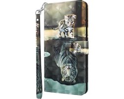 Poes tijger agenda wallet case hoesje Telefoonhoesje geschikt voor Samsung Galaxy A53