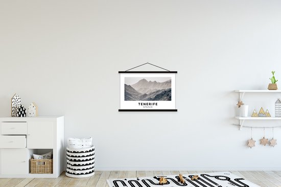 Porte-affiche avec affiche - Affiche scolaire - Tenerife - Espagne - Pierres - 60x40 cm - Lattes noires