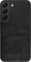 BMAX Leren hardcase hoesje geschikt voor Samsung Galaxy S22 met pashouder - Backcover - Back cover - Telefoonhoesjes - Hardcase - Hard cover - Telefoonhoesje - Beschermhoesje - Telefoonbescherming - Zwart