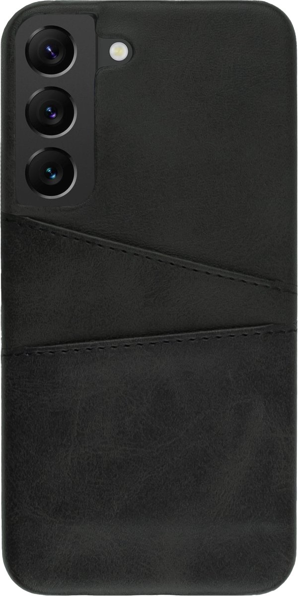 BMAX Leren hardcase hoesje voor Samsung Galaxy S22 met pashouder - Backcover - Back cover - Telefoonhoesjes - Hardcase - Hard cover - Telefoonhoesje - Beschermhoesje - Telefoonbescherming - Zwart