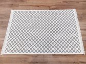 Kelim vloerkleed 160x230 cm - Modern Grijs & Gebroken wit - Katoen Tapijt - Kilim Machinewasbaar - Aan beide zijden gebruikt