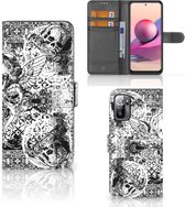 Telefoonhoesje Xiaomi Redmi Note 10/10T 5G | Poco M3 Pro Wallet Book Case Skulls Angel