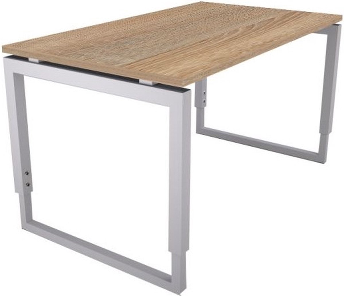 Offeco Bureau Harlow - Bureau - Bureautafel - Vergadertafel - Gaming bureau - Game bureau - Computertafel - Desk - Bureau Aluminium - Verstelbaar bureau - Gaming Desk - Bureau tafel - Bureau verstelbaar -  Midden eiken  - 180x80cm