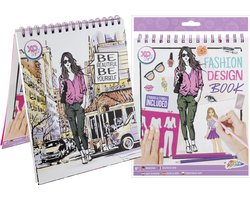 foto van Fashion Design Book | Kleurboek Mode Ontwerpen | Inclusief stickers & stencils | Speelgoed Meisjes