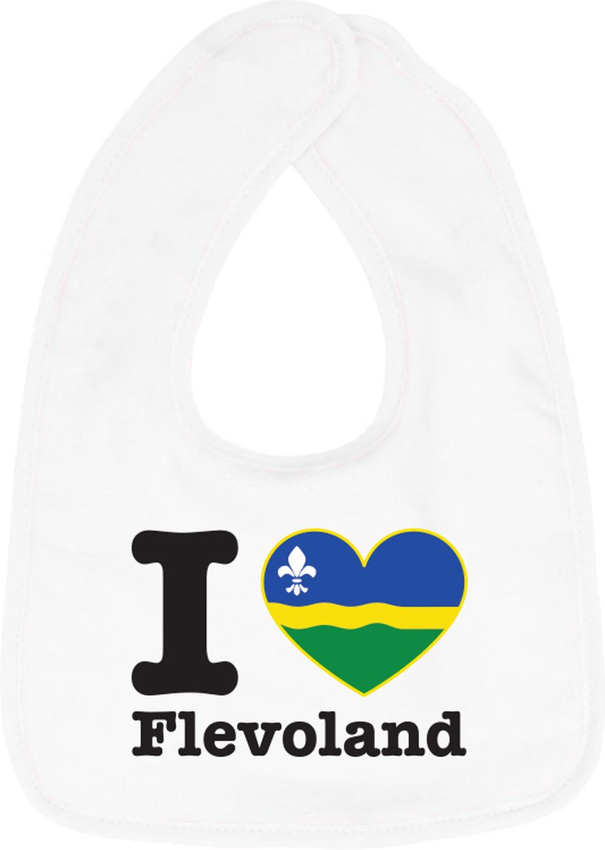 Goedkoopste Hospitrix Baby Slabbetje met Tekst I Love Flevoland | 0-3 maanden | Wit | Cadeau voor Zwangerschap | Provincies Nederland | Flevoland