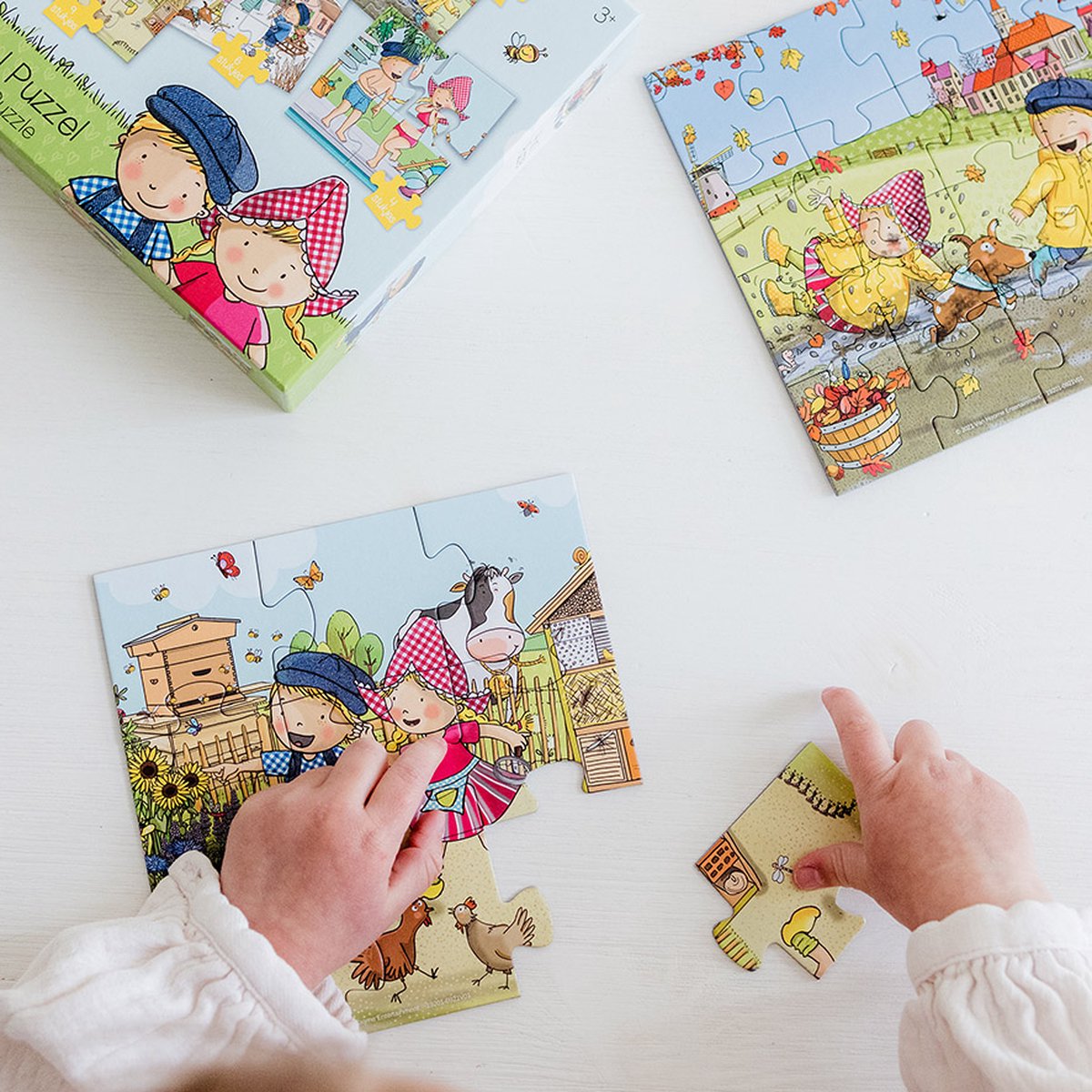 Fien & Teun puzzel 4 in 1 educatief peuter speelgoed - kinderpuzzel 4x6x9x16 stukjes leren puzzelen - cadeautip puzzel 3 jaar en ouder - Bambolino Toys — afbeelding 7
