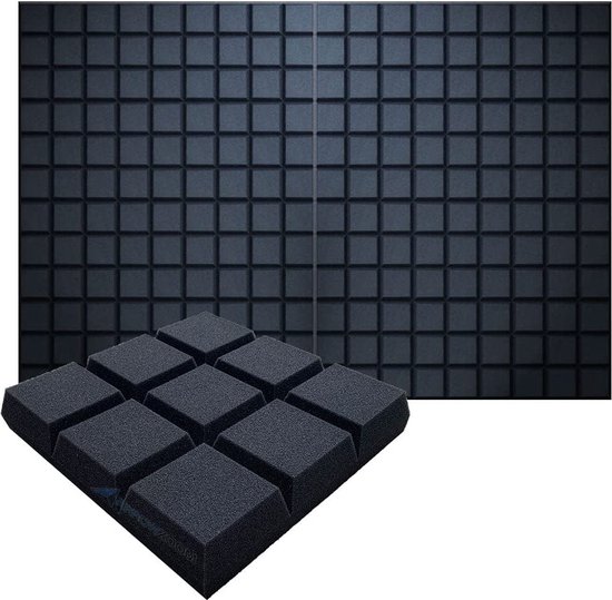 Lot de 12 plaques acoustiques carrées autocollantes - Isolation