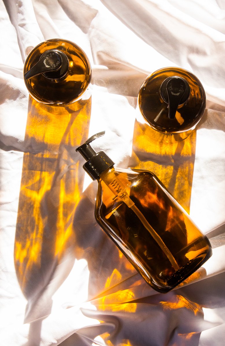 Wellglas Zeepdispenser Zeeppompje Bruin Amber glas 300ml Personaliseerbaar