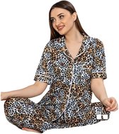 Pyjama - Huispak 2-delig- Pyjama dames volwassenen- Vrijetijdskleding- Fashion Home&Sleep Wear 34164- Panterprint- Maat L