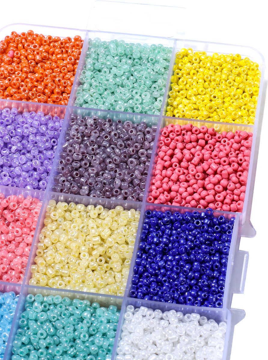 Behave 15000 Glaskralen Set - DIY Sieraden maken - Kralen Set - Rocailles - Rijgdraad - 15 Pastel Kleuren - 2mm — afbeelding 10