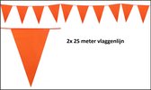 2x Vlaggenlijn oranje 25 meter - Koningsdag EK WK sport festival thema feest Holland Nederland