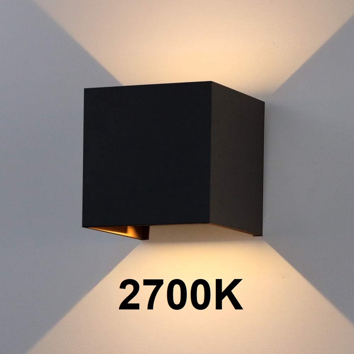 Luminize Wandlamp zwart voor binnen en buiten - buitenlamp - 2700k - Industrieel - led - 10×10 cm