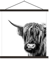 Porte-affiche avec affiche - Affiche scolaire - Highlander écossais - Corne - Zwart - Wit - 40x40 cm - Lattes noires