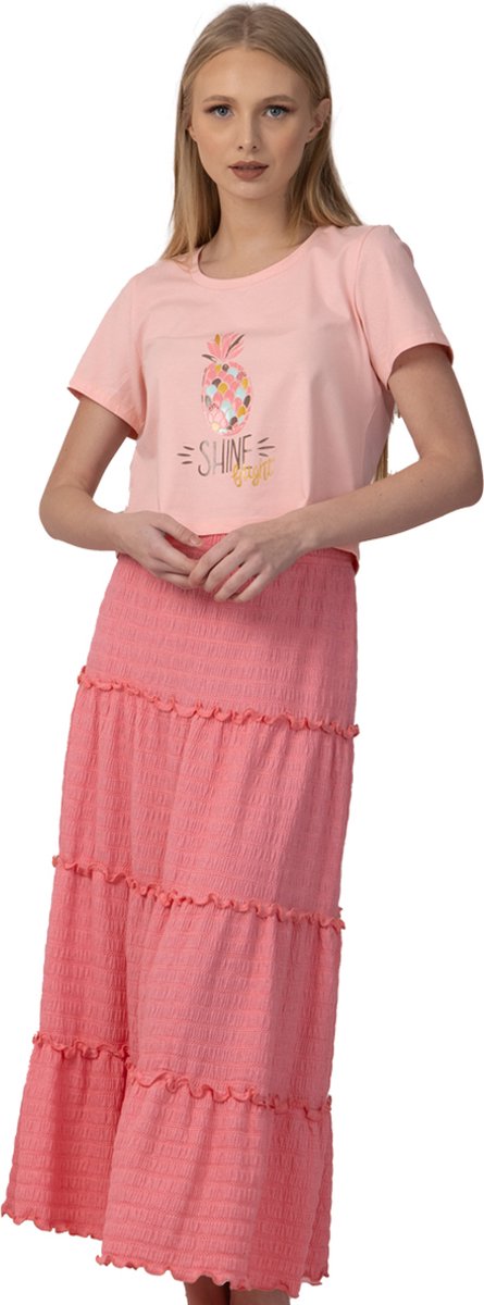 VANILLA - Shine Bright dames pyjama - Pyjamasets - Egyptisch katoen - PJ8906 - Roze - M