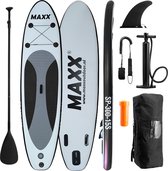 Maxxoutdoor - Opblaasbaar SUP Board - Garda - Complete Set - Pomp / Draagtas / Verstelbare Peddel / Enkelkoord / Vin - 9'10" - 2022 - 300cm - 15PSI - Zwart