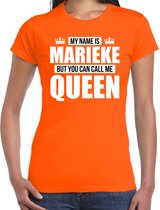 Naam cadeau My name is Marieke - but you can call me Queen t-shirt oranje dames - Cadeau shirt o.a verjaardag/ Koningsdag XS