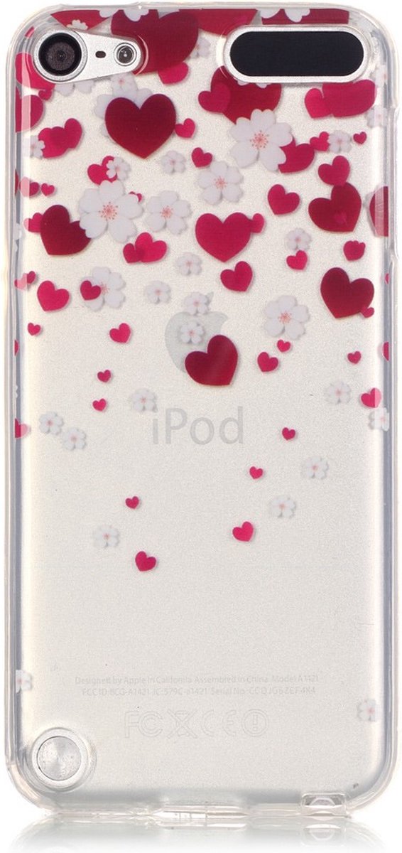 Peachy Beschermhoesje TPU geschikt voor iPod Touch 5 6 7 hartjes doorzichtig