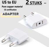 Reisstekker van VS/USA naar EU reisstekker - Verloop adapter - 2 Stuks - Wit