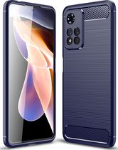 Xiaomi Redmi Note 11 Pro Hoesje - Mobigear - Brushed Texture Serie - TPU Backcover - Blauw - Hoesje Geschikt Voor Xiaomi Redmi Note 11 Pro