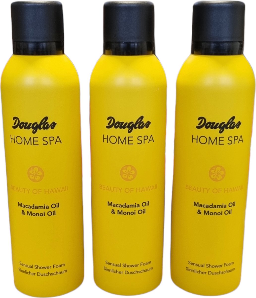 3 Stuks Douglas Home spa Beauty of Hawaii - Macadamia Oil & Monoi Oil - Sensual Shower foam 200 ml