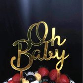 Taart Prikker - Baby Topper - Oh Baby - Goud - Babyshower - Taart topper - Taartdecoratie - Geboorte - Versiering - Gender Reveal - 11 x 16,5 cm